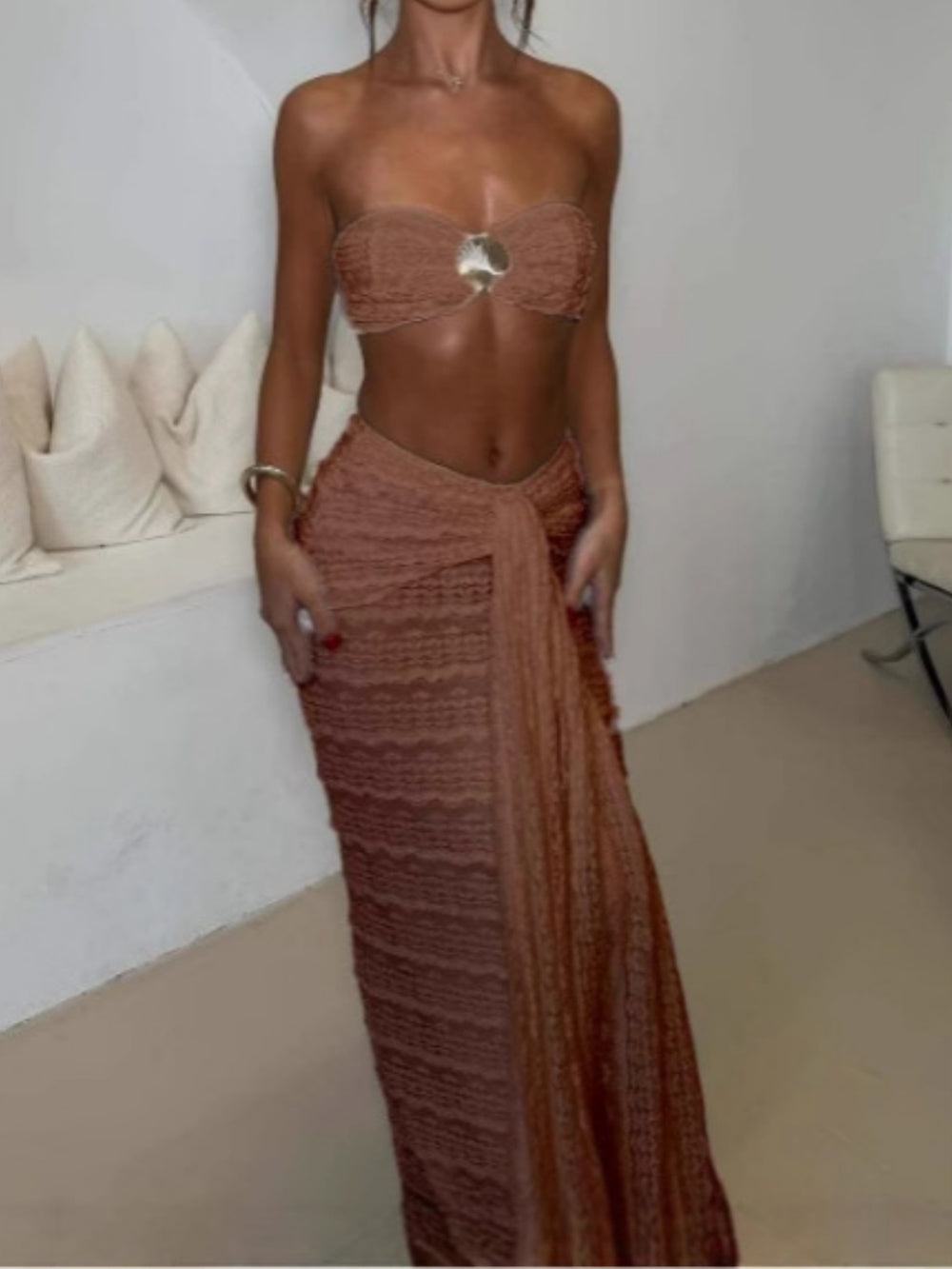 Costum de baie din două piese cu scoică