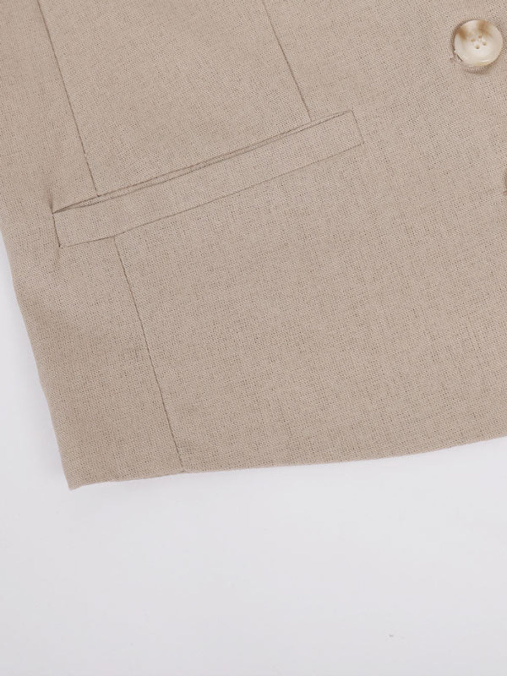 Breda byxor i bomull och lin, med veck, med klassisk V-ringning