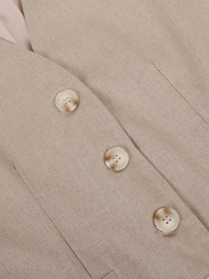 Breda byxor i bomull och lin, med veck, med klassisk V-ringning