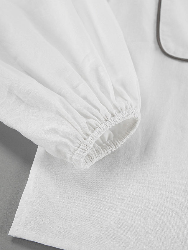 Skjorta och Shorts i Bomull och Lin i Kontrast Vitt och Svart, Set med Två Delar