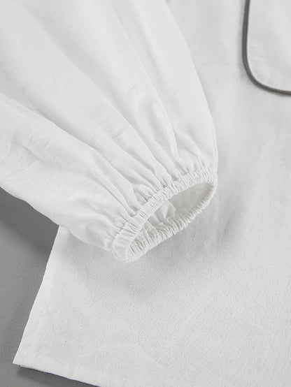 Skjorta och Shorts i Bomull och Lin i Kontrast Vitt och Svart, Set med Två Delar