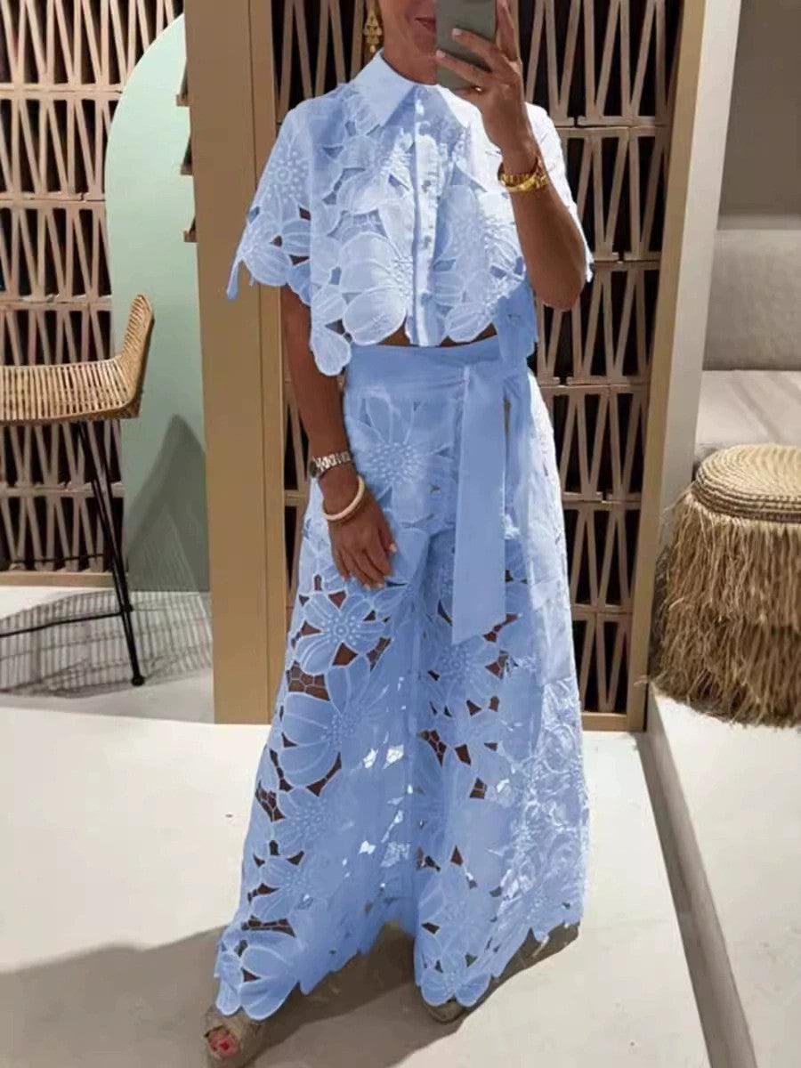 Costum sexy din dantelă brodată florală excepțională