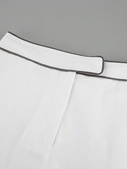 Skjorta och Shorts i Bomull och Lin i Kontrast Vitt och Svart, Set med Två Delar