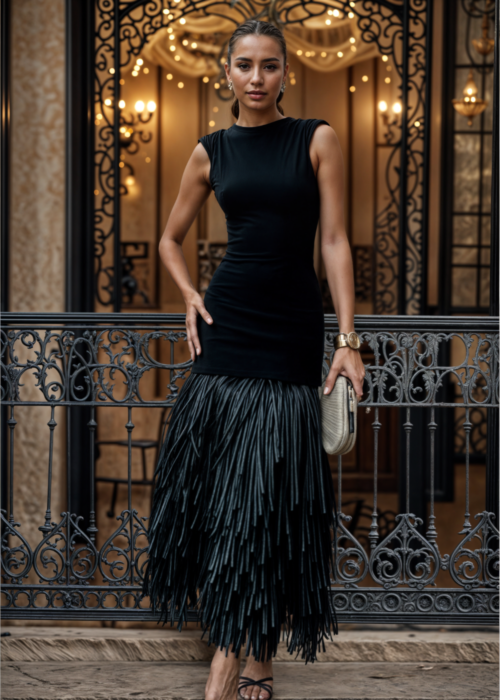 Piper | Rochie maxi cu ciucuri