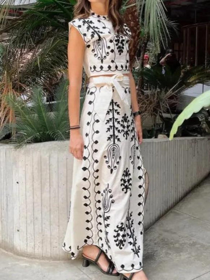 Casual tryckt kjol för högtider