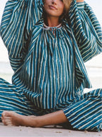Set casual lejer cu dungi verzi