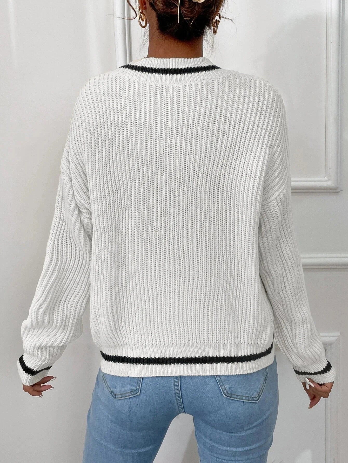 Marina | Pulover din tricot cu model în dungi