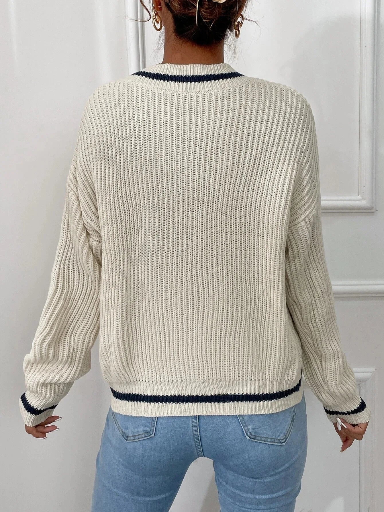 Marina | Pulover din tricot cu model în dungi