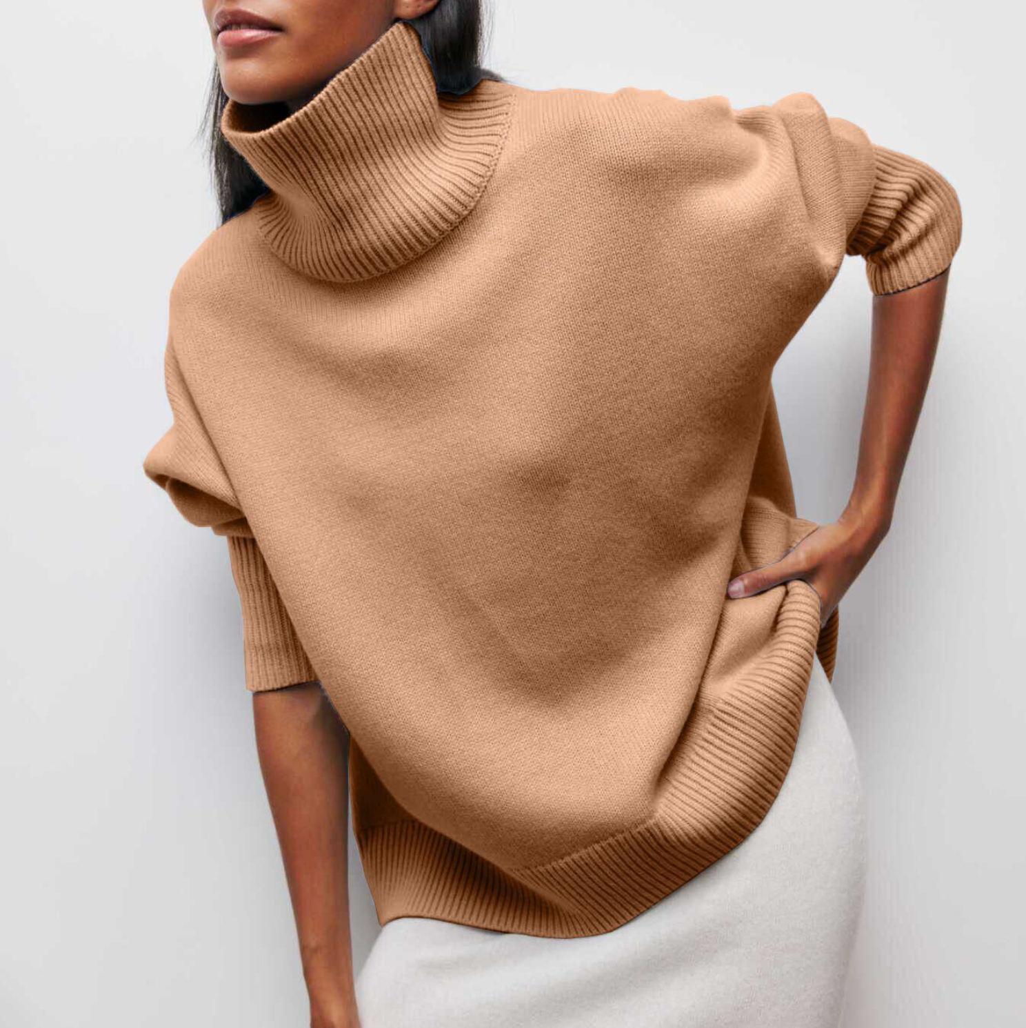 Amelia | Pulover elegant cu guler înalt din tricot