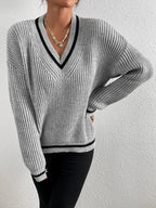 Marina | Pulover din tricot cu model în dungi
