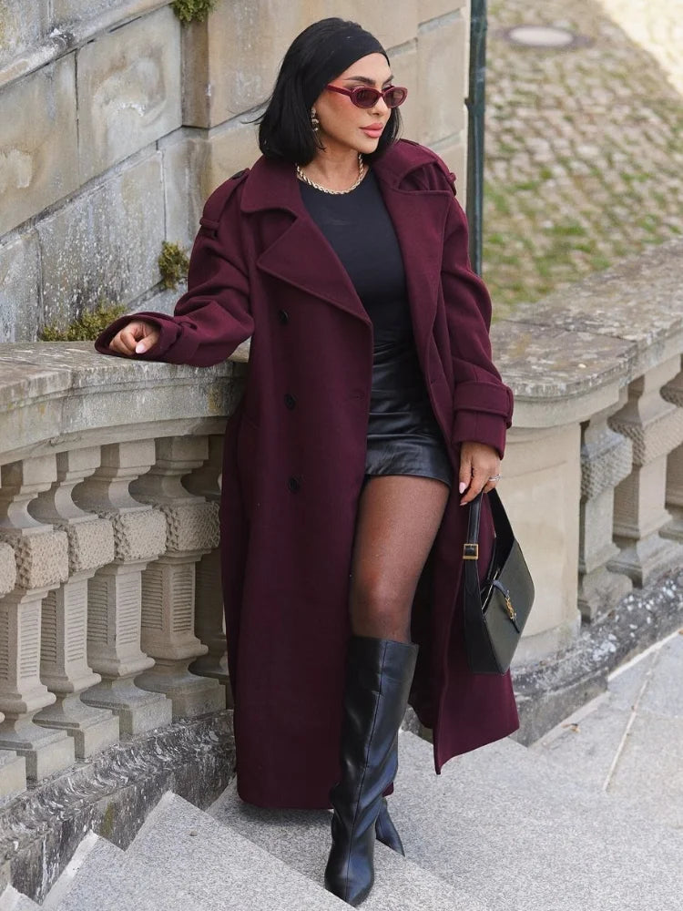 Liesel | Palton lung elegant Burgundy