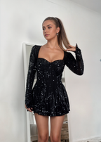 Skylar | Rochie mini din paiete negre