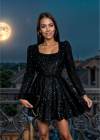 Skylar | Rochie mini din paiete negre