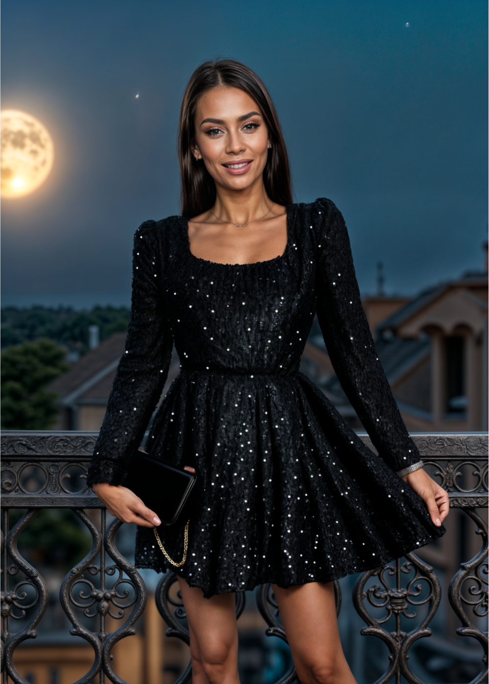 Skylar | Rochie mini din paiete negre