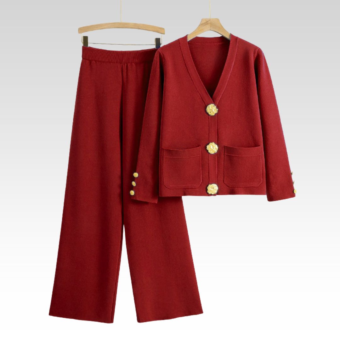 Lieselotte | Set för kvinnor med knappar & vida byxor