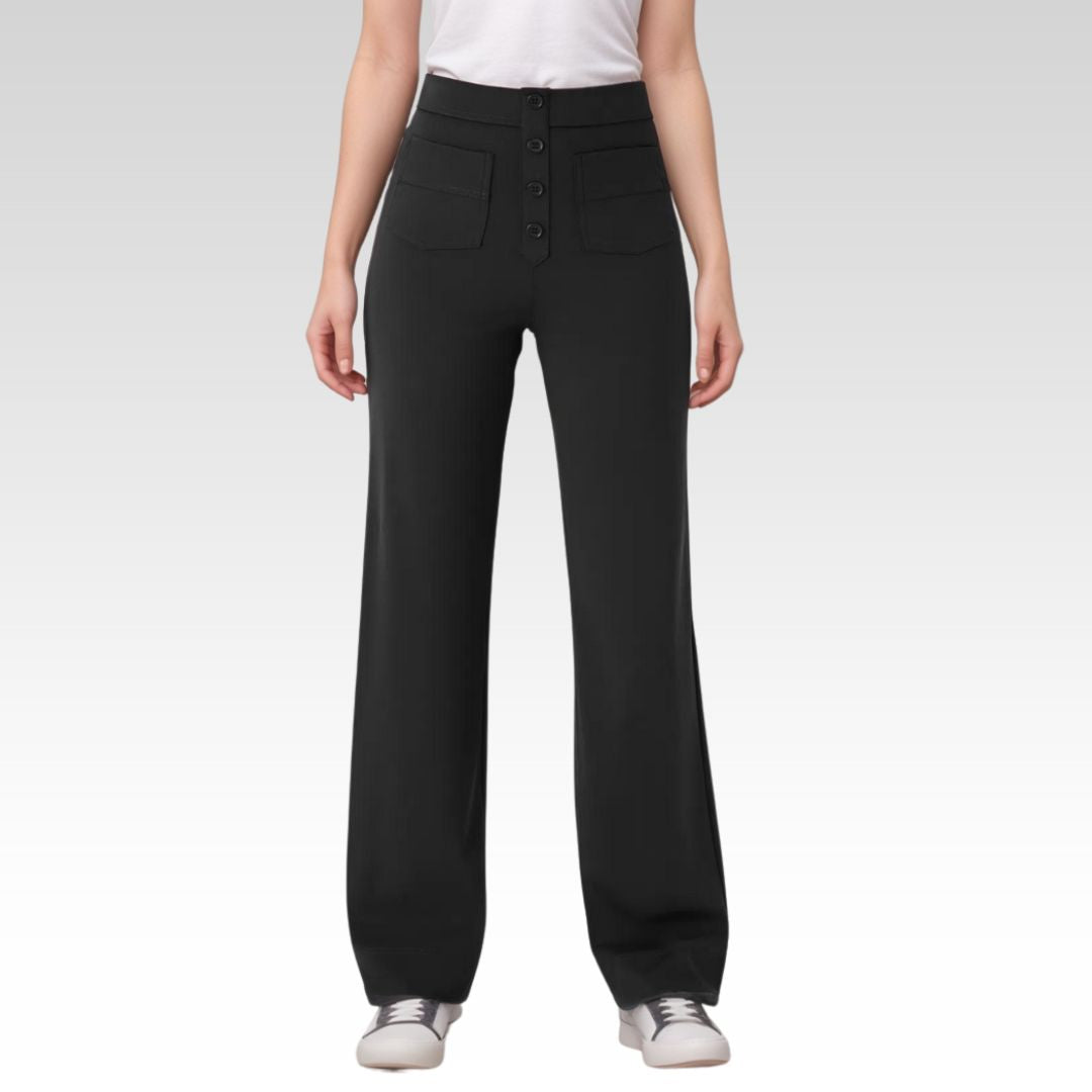 Nina | Pantaloni elastici cu talie înaltă