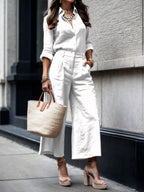 Set de Pantaloni Capri Roz și Cămașă Lejeră din In