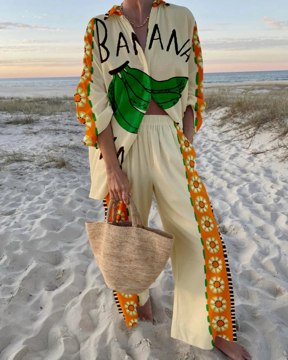 Set med två delar med roligt banantryck