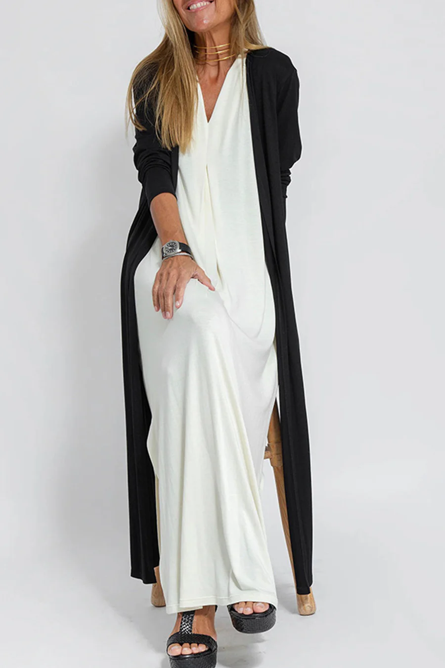 Cardigan Casual de Culoare Solidă