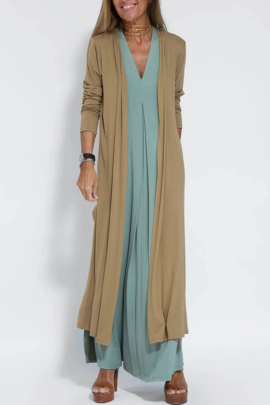 Cardigan Casual de Culoare Solidă
