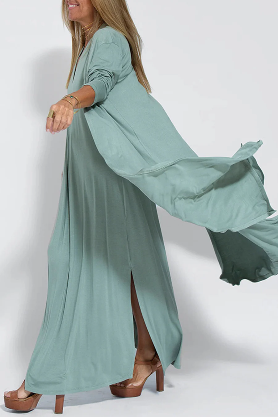 Kardigan i Enfärgad Färg