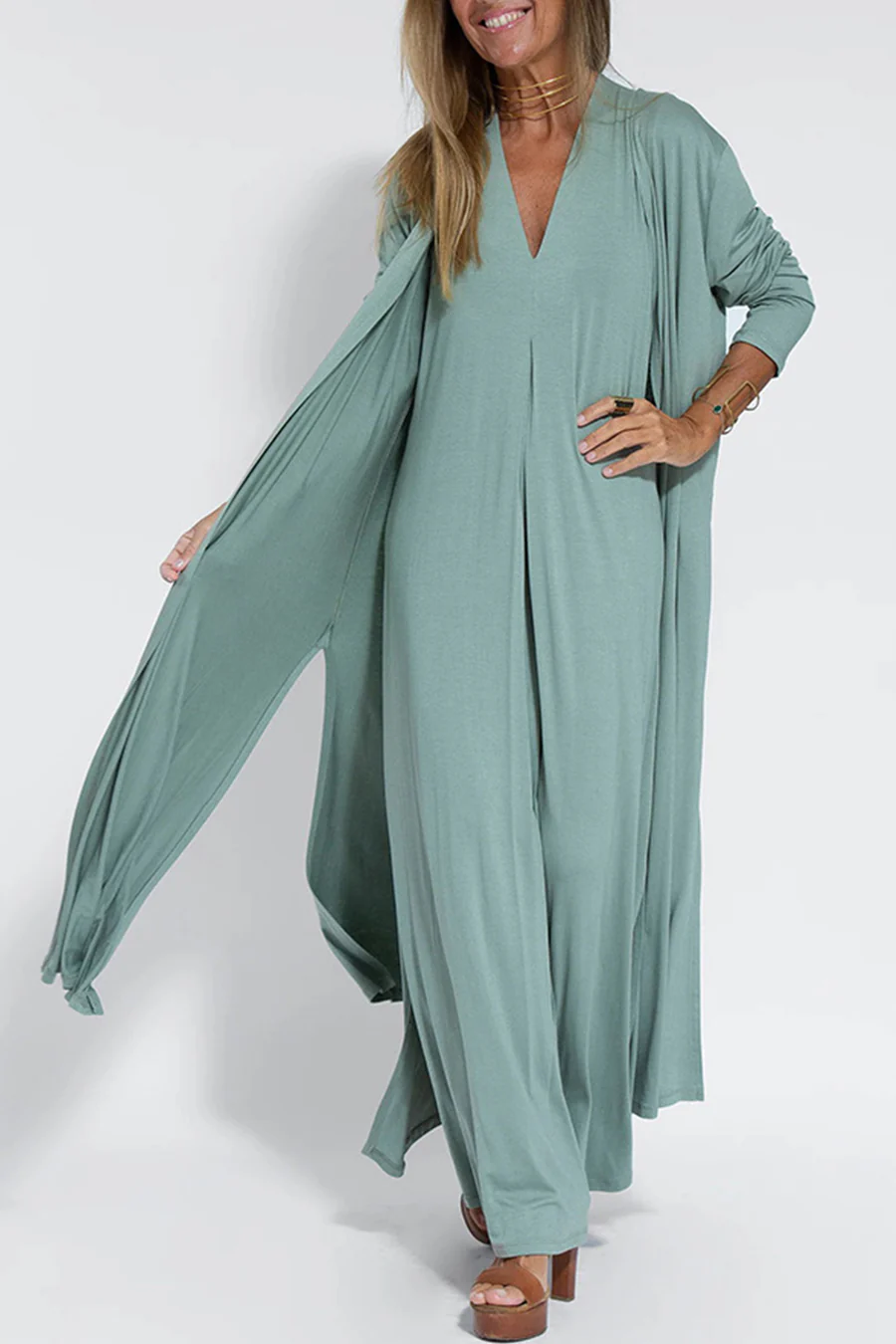 Cardigan Casual de Culoare Solidă