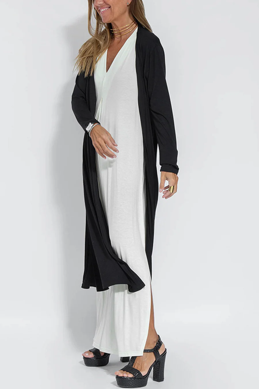 Cardigan Casual de Culoare Solidă