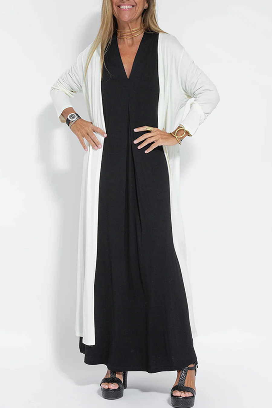 Cardigan Casual de Culoare Solidă