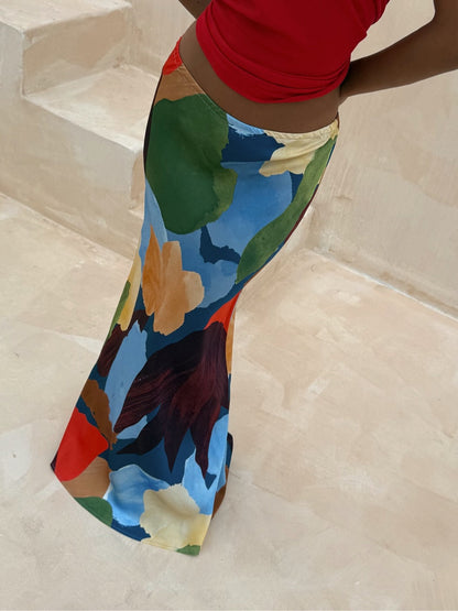 Stickad jacka med abstrakt geometriskt mönster + kjolset