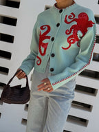 Cardigan Tricotat cu Model Distractiv de Caracatiță