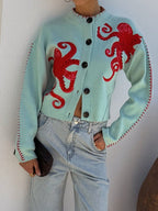 Cardigan Tricotat cu Model Distractiv de Caracatiță