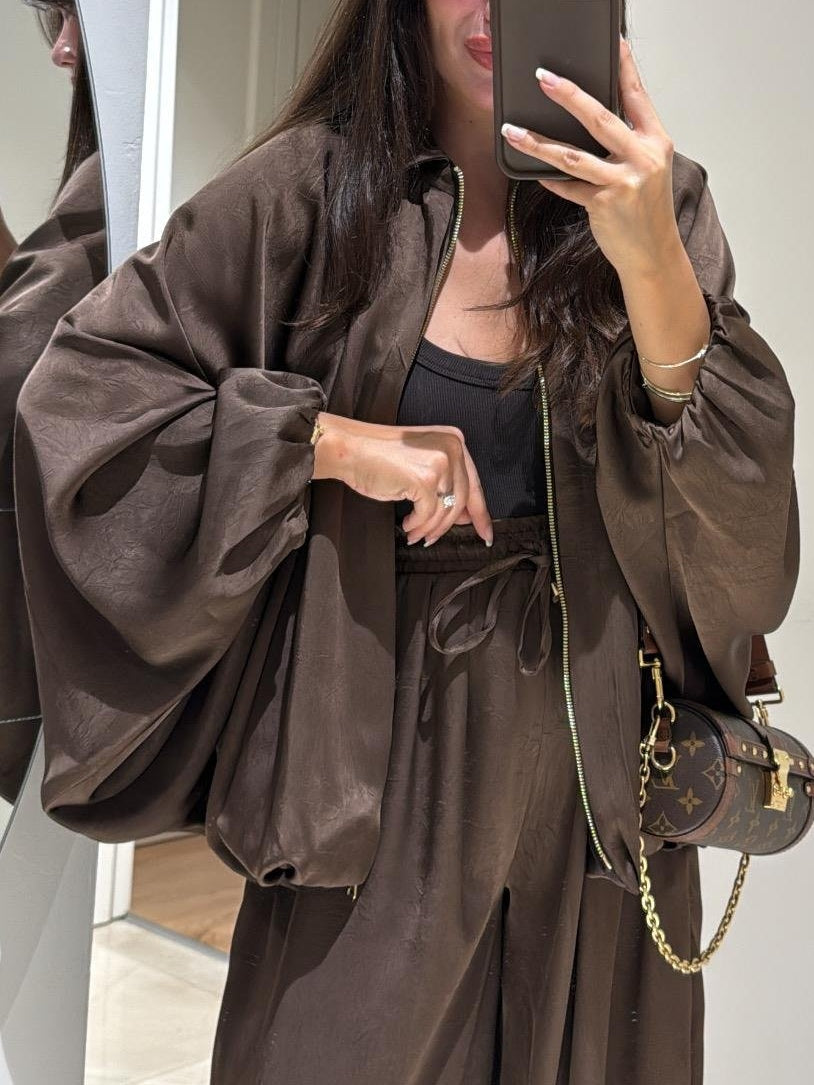 Jachetă Maro + Pantaloni cu Șnur Costum Casual în Două Piese