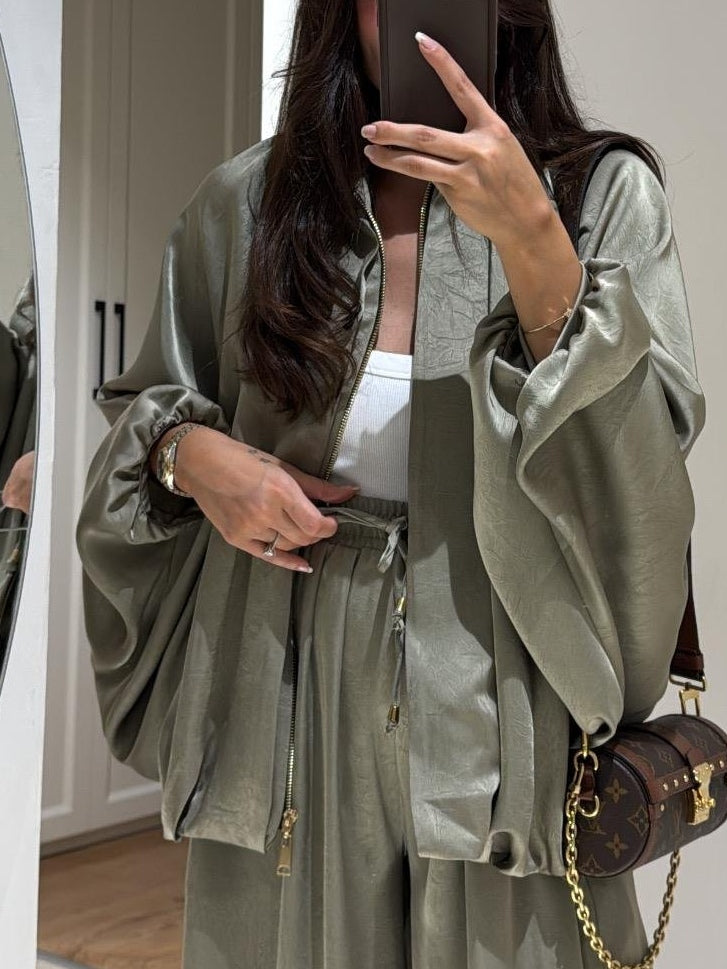 Jachetă Maro + Pantaloni cu Șnur Costum Casual în Două Piese