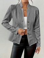 Blazer Elegant cu Textură și Culoare Solidă