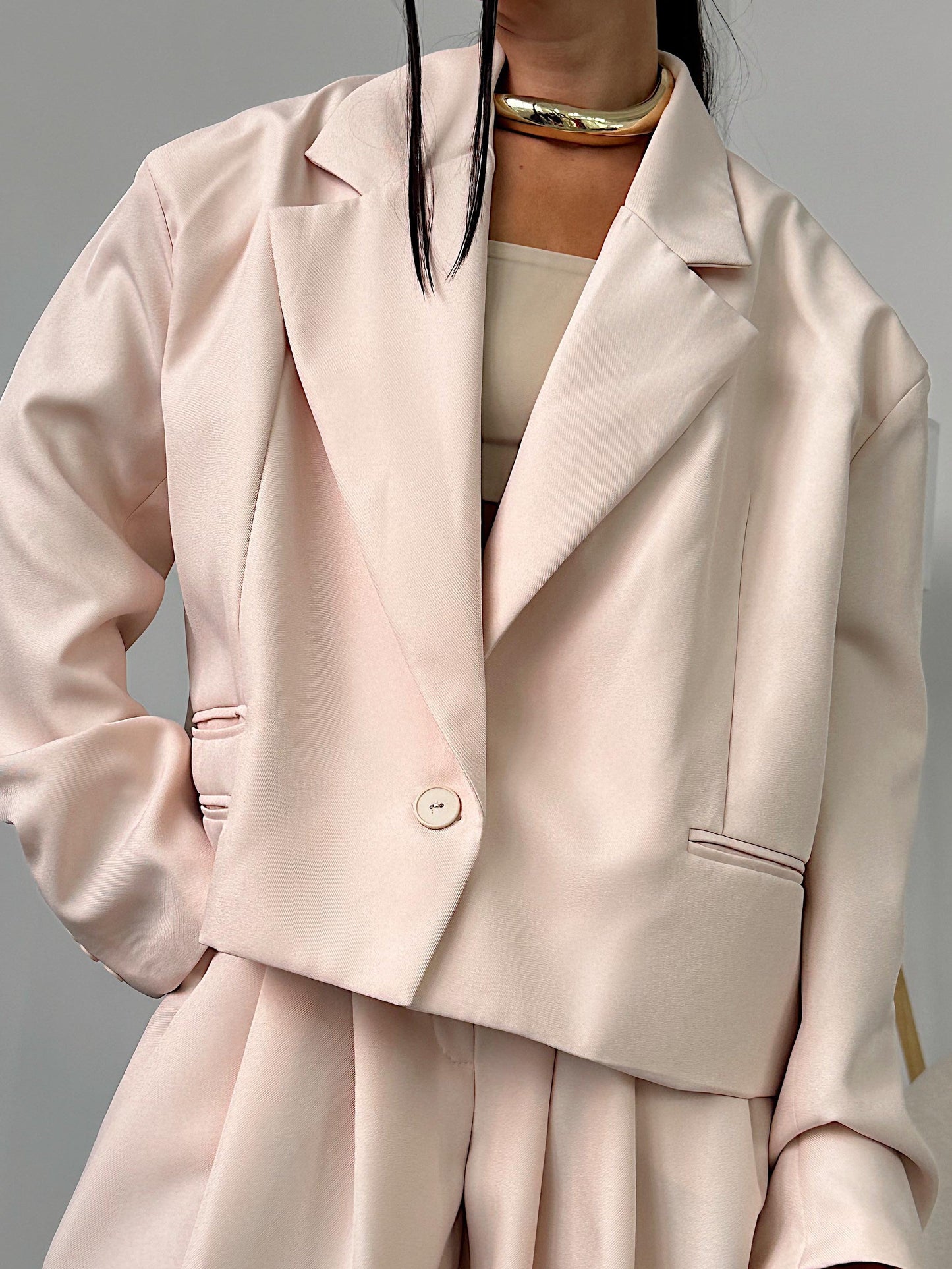 Kostym Casual Rosa Nud + Set Stora Byxor