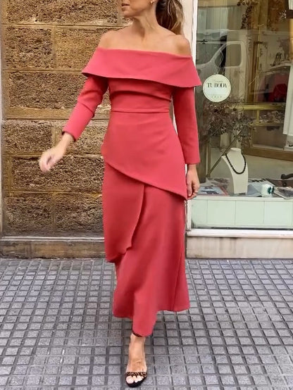 Set Blus och Kjol Korall med Öppna Axlar