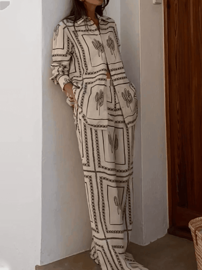 Set för Abstrakt Tryck med Geometriska Linjer, i Två Delar