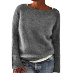 Pulover casual din material moale, cu guler rotund
