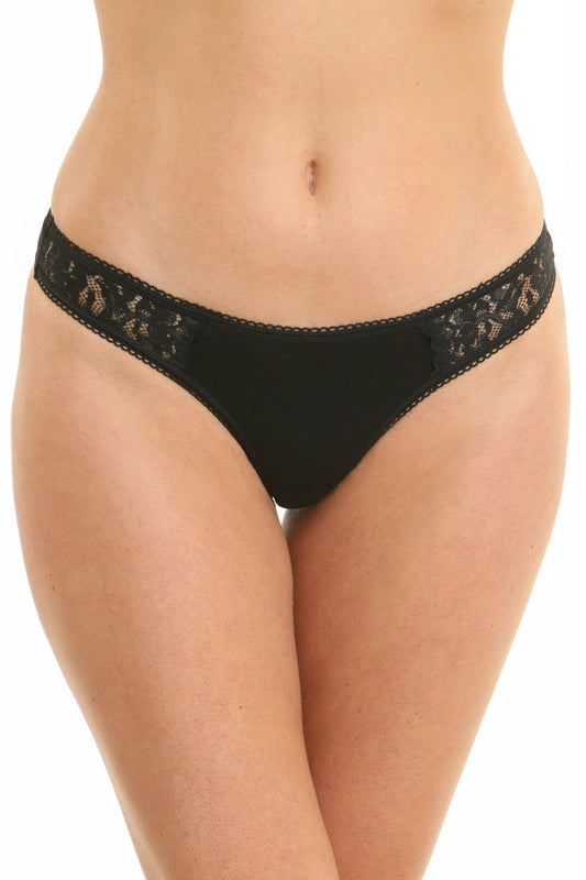 Chiloti tanga i bomull och spets Aida S0838 svart