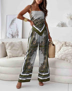 Set două piese cu vesta și pantaloni imprimeu elegant