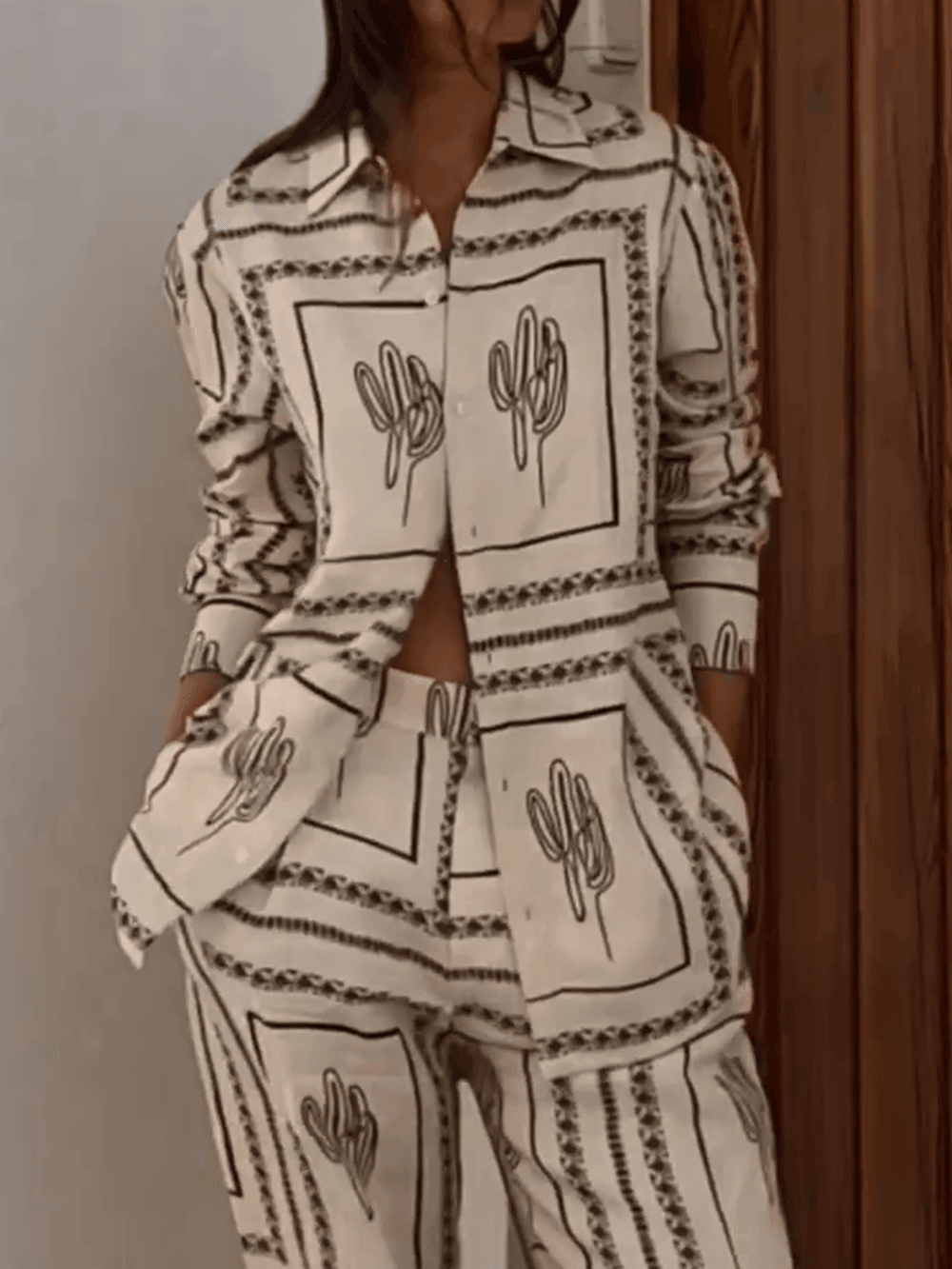 Set de Imprimare Abstractă cu Linii Geometrice, în Două Piese