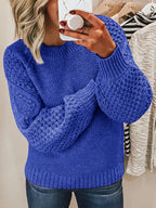 Pulover tricotat Jacquard cu guler rotund