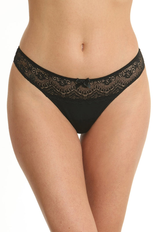 Tanga i mikrofiber och spets CATRINA svart S1584