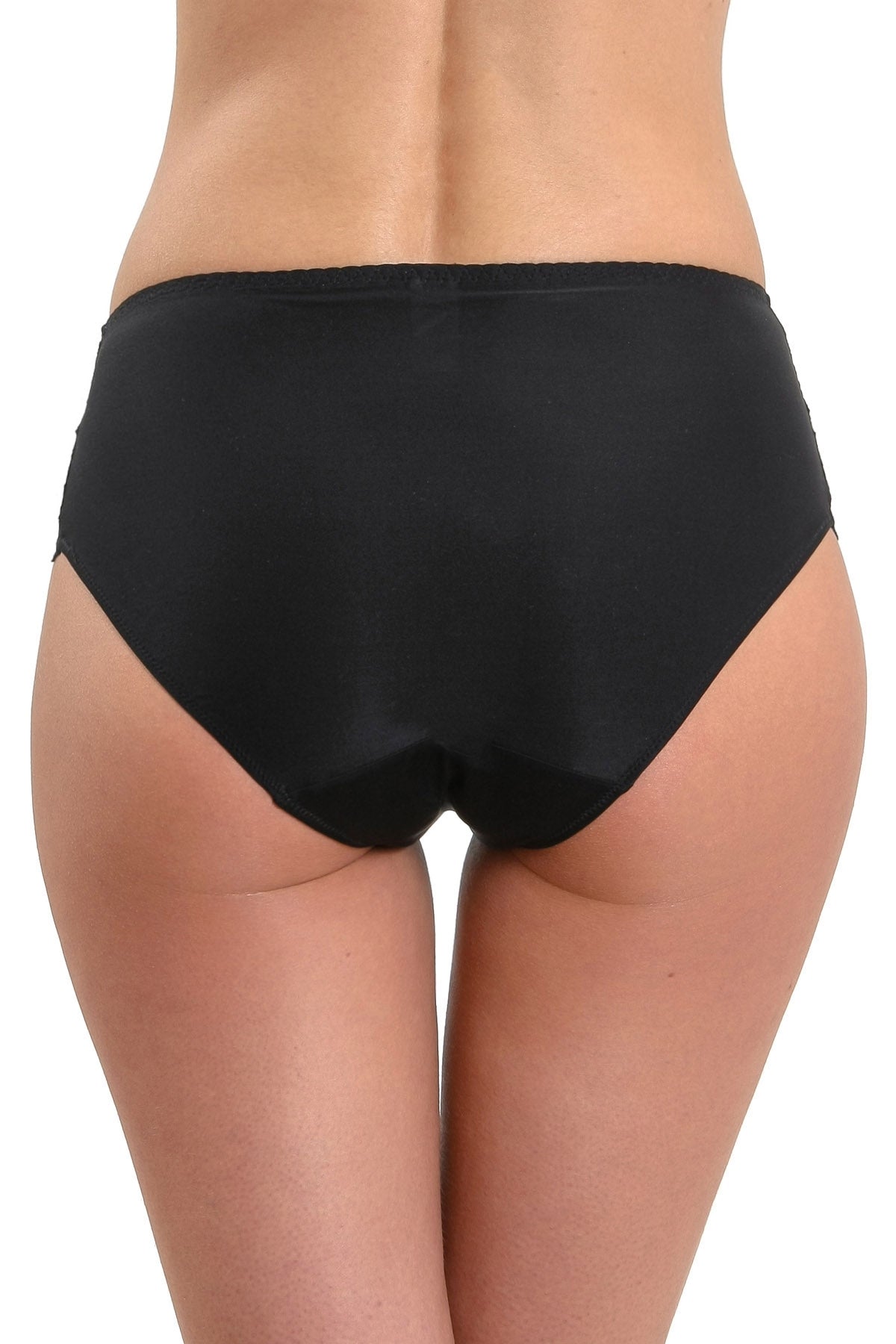 Klassisk trosa i mikrofiber och spets CATRINA S1509 svart