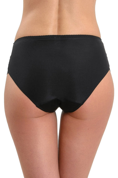 Klassisk trosa i mikrofiber och spets CATRINA S1509 svart