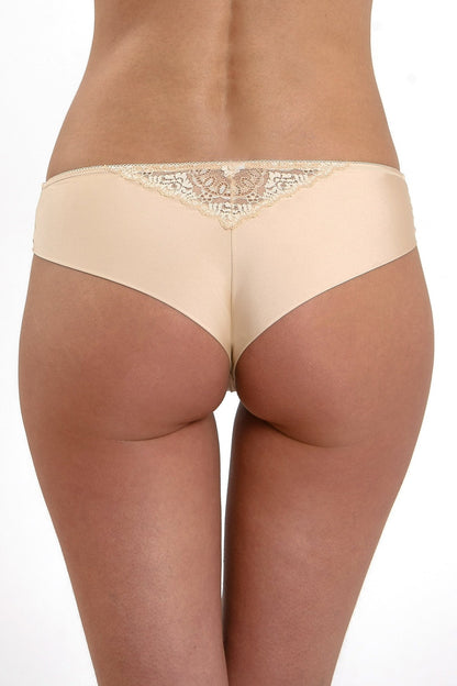 Braziliansk trosa i mikrofiber och spets CATRINA S1508 beige