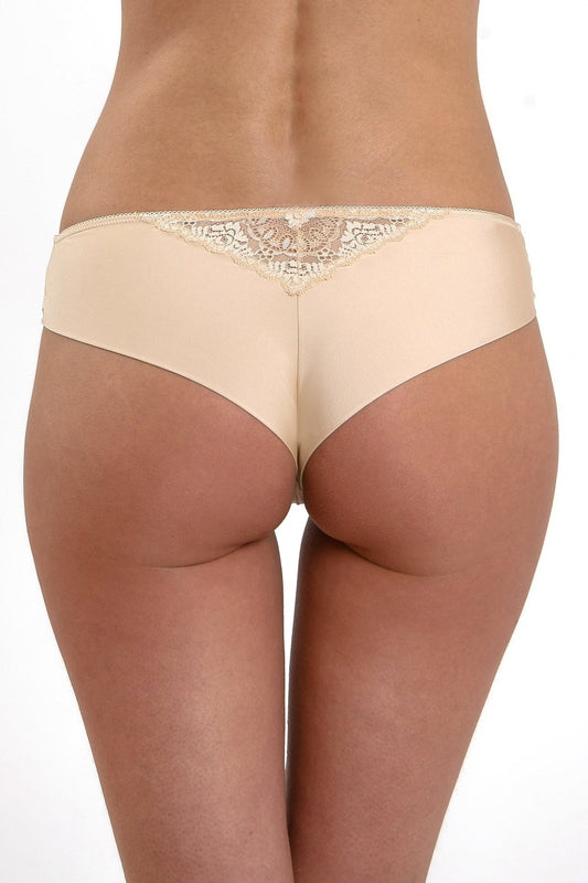 Braziliansk trosa i mikrofiber och spets CATRINA S1508 beige