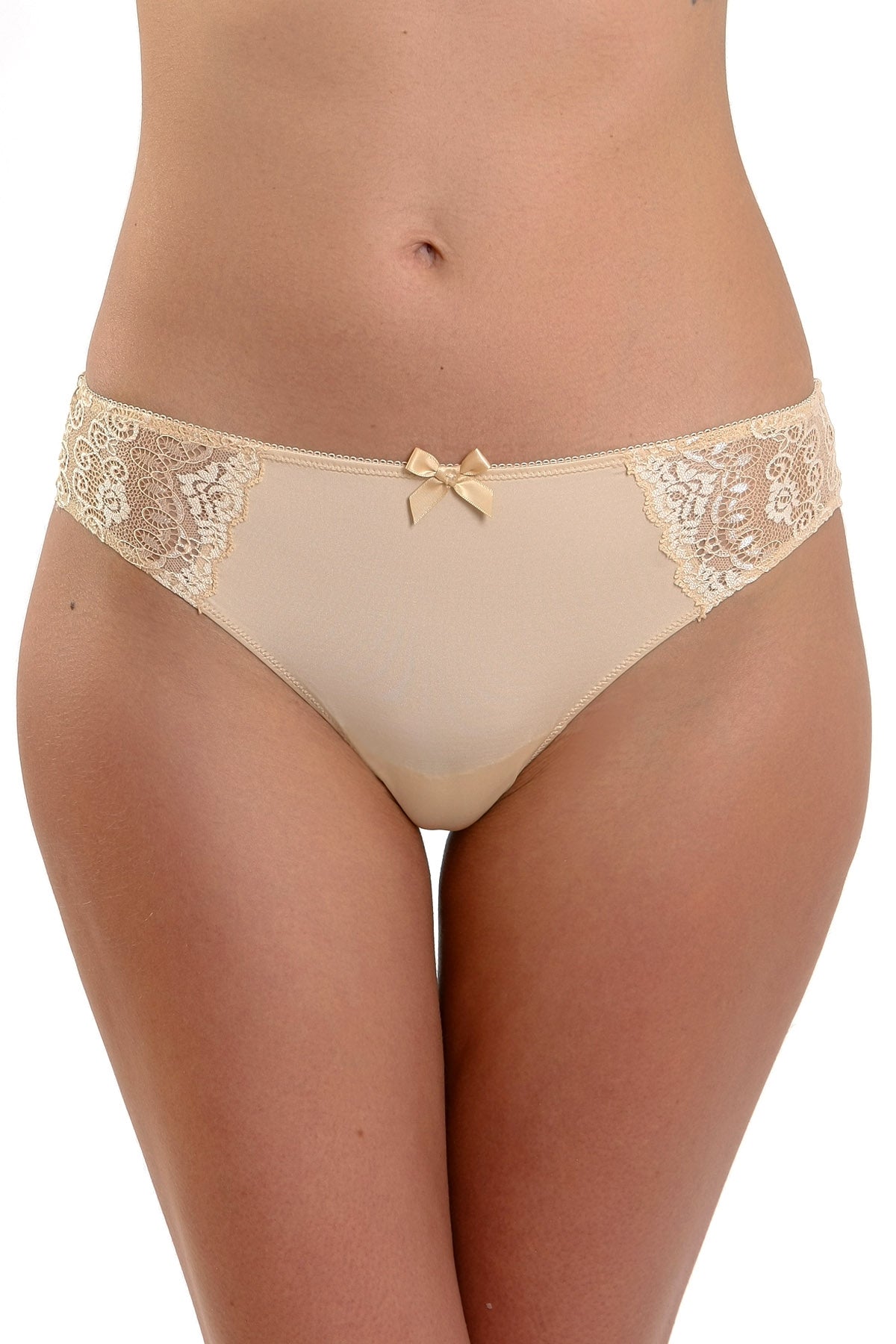 Braziliansk trosa i mikrofiber och spets CATRINA S1508 beige