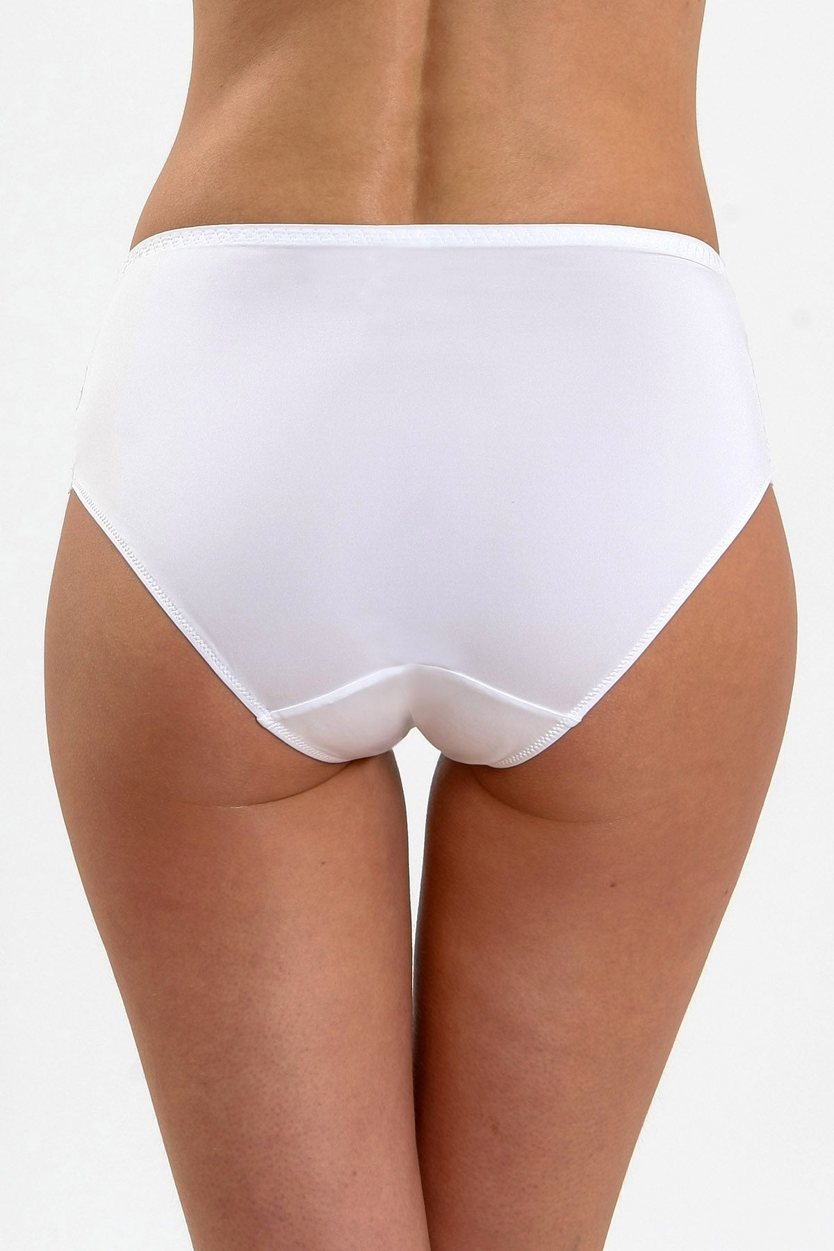 Klassisk trosa i mikrofiber och spets CATRINA S1509 vit