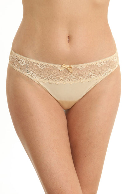 Braziliansk trosa i mikrofiber med spets CATRINA S1120NO beige